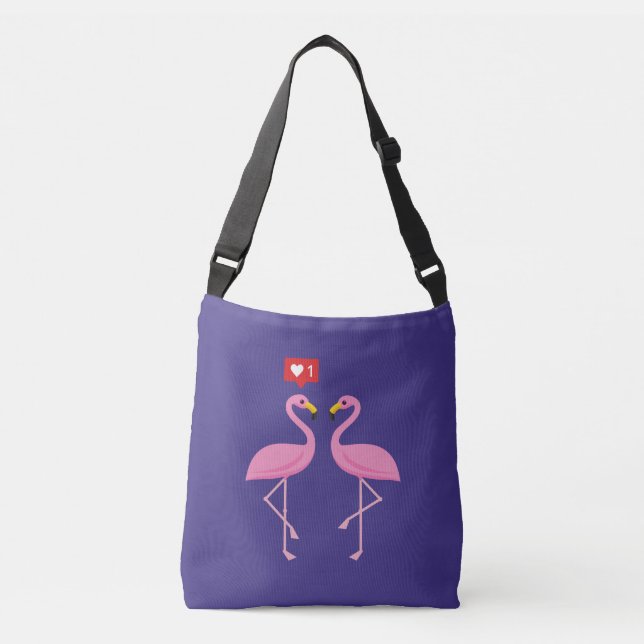 Bolso Cruzado Flamingo Rosa lindo como Pastel de Corazón (Anverso)