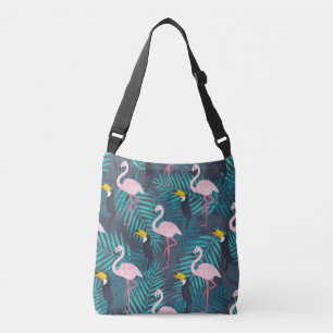 Bolso Cruzado Flamingo, toucano: patrón de hojas tropicales