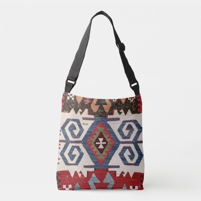 Bolso Cruzado Flecha de diamante azul Konya // Siglo XIX (Anverso)