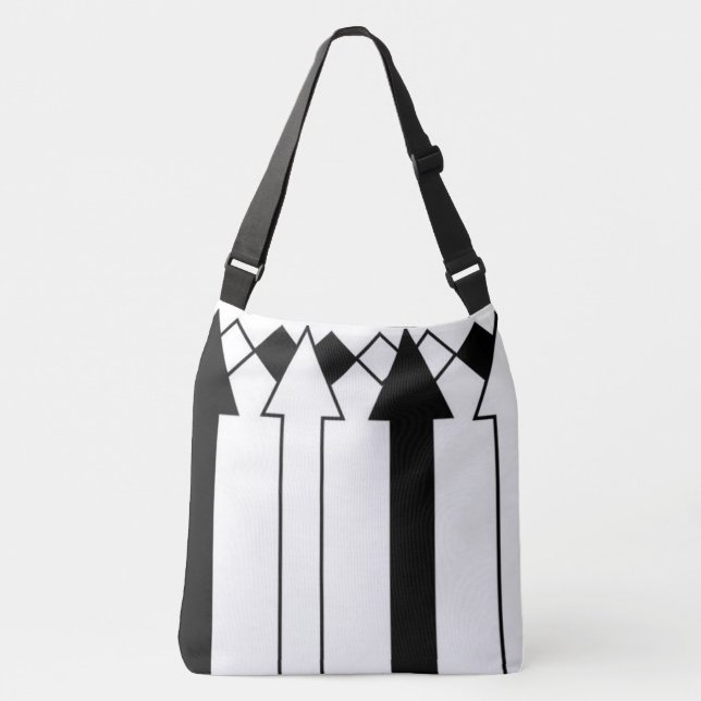 Bolso Cruzado Flechas blancas y negras divertidas Strips Bag (Anverso)