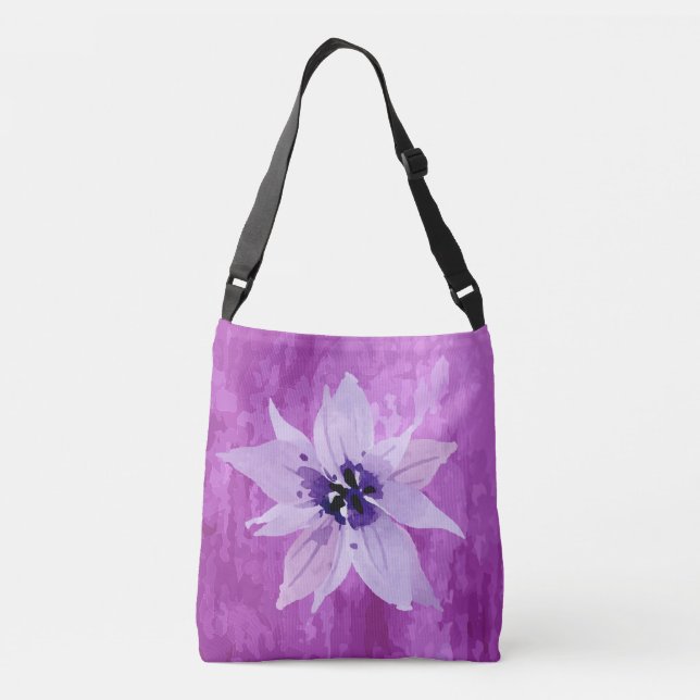 Bolso Cruzado Flor acuarela púrpura artificial (Reverso)