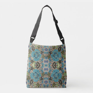 Bolso Cruzado flor azul turquesa plateada de moda femenina