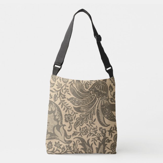 Bolso Cruzado Flor Botánico Sepia Antiguo (Anverso)