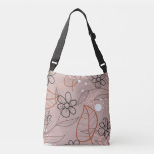 Bolso Cruzado Flor caprichosa y hojas impresión