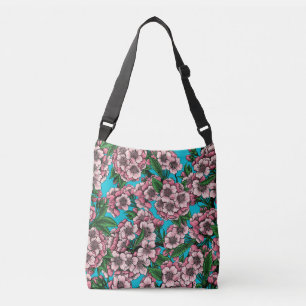 Bolso Cruzado Flor de cerezo en azul