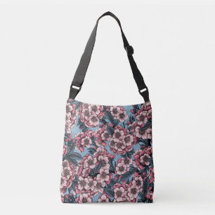 Bolso Cruzado Flor de cerezo en rosa y azul