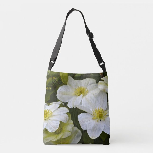 Bolso Cruzado Flor de Clemátide Blanca Suave Cremosa (Reverso)