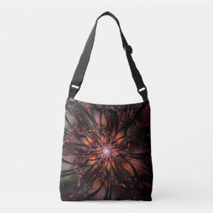 Bolso Cruzado Flor de fantasía fractal suave y delicada