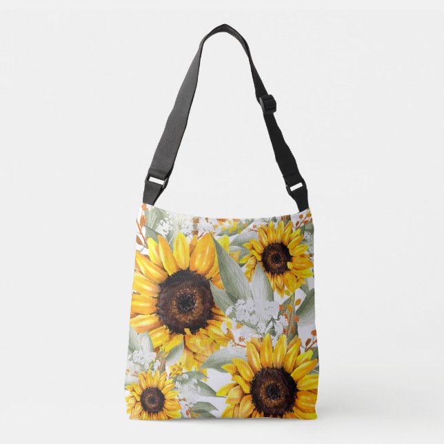 Bolso Cruzado Flor de flor de girasol amarilla ruidosa flor (Anverso)