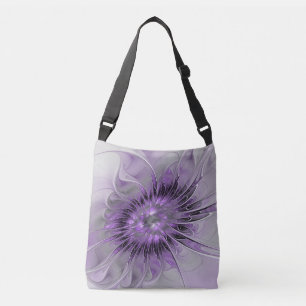 Bolso Cruzado Flor de Lavanda Sueño Arte Fractal Resumen Moderno