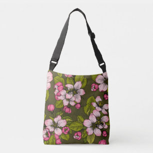 Bolso Cruzado Flor de manzana en verde oscuro