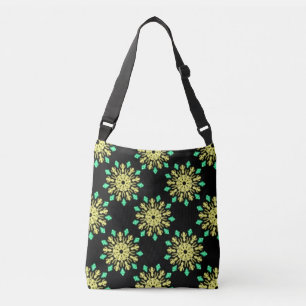 Bolso Cruzado Flor de neón amarillo y verde