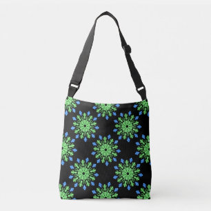 Bolso Cruzado Flor de neón verde y azul