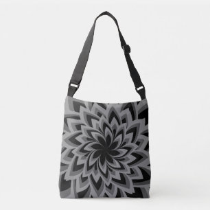 BOLSO CRUZADO FLOR DE REMOLINO NEGRO Y BLANCO