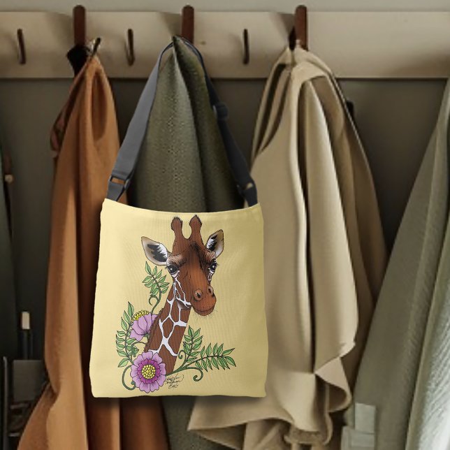 Bolso Cruzado Flor de retrato amarillo de jirafa (Subido por el creador)