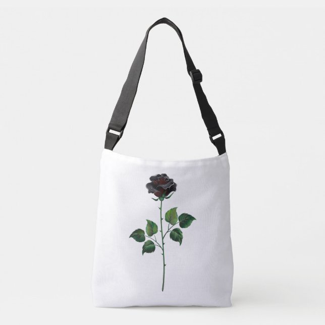 Bolso Cruzado Flor de rosa negra (Anverso)