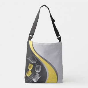Bolso Cruzado Flor de tulipanes gris y amarillo 2021 colores