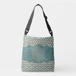 Bolso Cruzado Flor de vida - patrón vintage X y sello BG 1