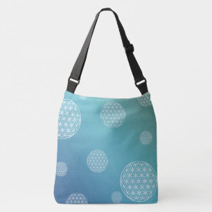 Bolso Cruzado Flor de vida turquesa y azul
