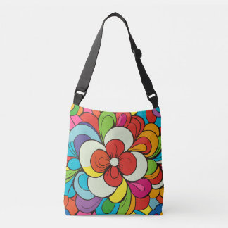 Bolso Cruzado Flor divertida de arte digital colorido