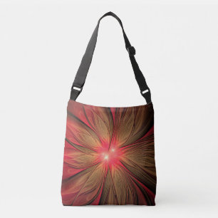 Bolso Cruzado Flor fractal de fanatismo rojo