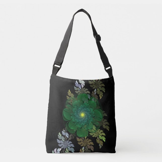 Bolso Cruzado Flor Fractal Verde  (Anverso)