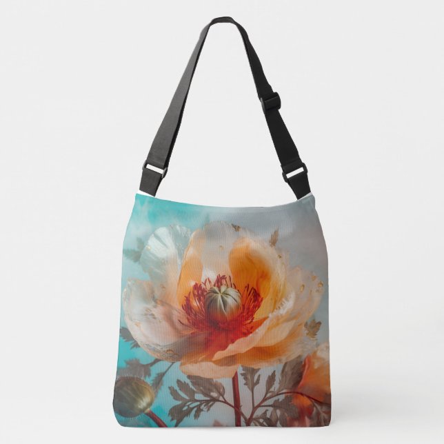 Bolso Cruzado Flor Naranja Delicada (Anverso)