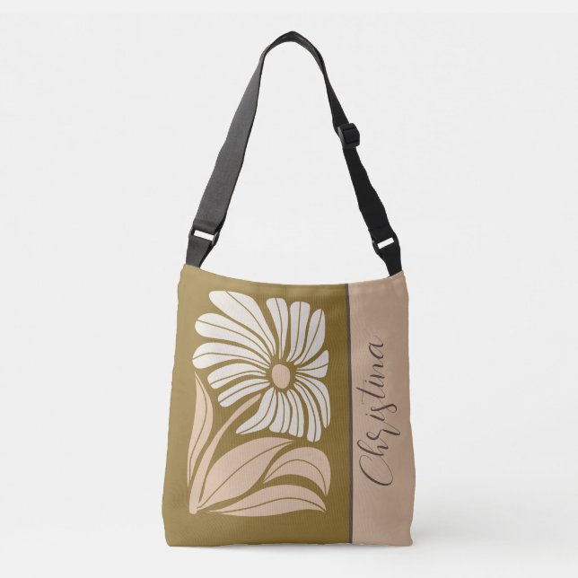 Bolso Cruzado Flor sencilla retro-marfil-marrón (Anverso)