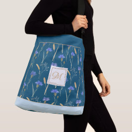 Bolso Cruzado Flor silvestre azul monograma personalizado