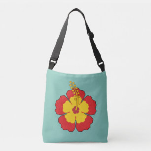 Bolso Cruzado Flor tropical hibiscus roja