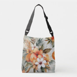 Bolso Cruzado Flor tropical y sueño de cítricos - acuarela