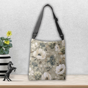 Bolso Cruzado Flor Verde Sabrosa Y Crema
