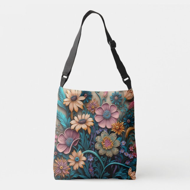 Bolso Cruzado Floral 3D colorida (Reverso)