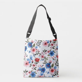 Bolso Cruzado Floral azul y roja