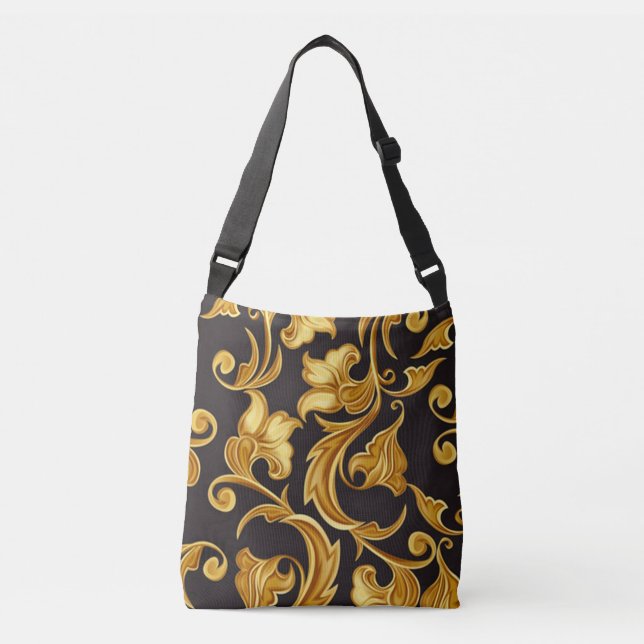 Bolso Cruzado Floral Black Gold (Anverso)