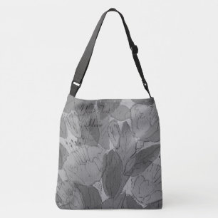 Bolso Cruzado floral blanco y negro contempory moderno