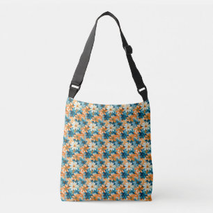 Bolso Cruzado Floral colorida con flujo azul, Naranja y amarillo