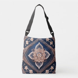 Bolso Cruzado Floral Dark Blue Diamond AI art