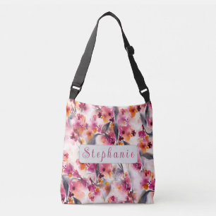 Bolso Cruzado Floral de color de agua en invierno - nombre perso