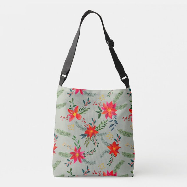 Bolso Cruzado Floral de Navidades de Poinsettia Roja (Reverso)