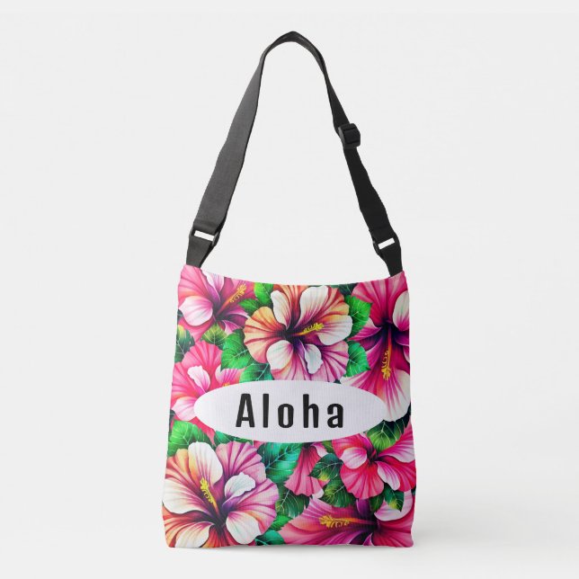 Bolso Cruzado Floral feliz de Hibiscus Hawaii (Anverso)