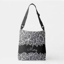 Floral Lace Su Nombre Blanco Negro