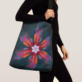 Bolso Cruzado Floral Mandala Flores Naranja Azul Rojo Resumen