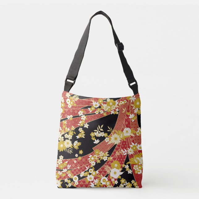 Bolso Cruzado Floral Mix Kimono Pattern (Anverso)