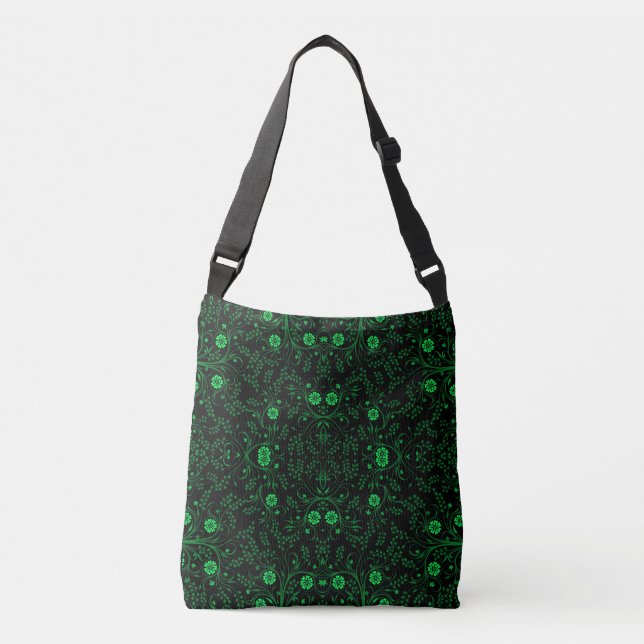 Bolso Cruzado Floral pattern.01.FR.Green Black BG (Anverso)
