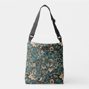Bolso Cruzado Floral Peacock Blue Mandala