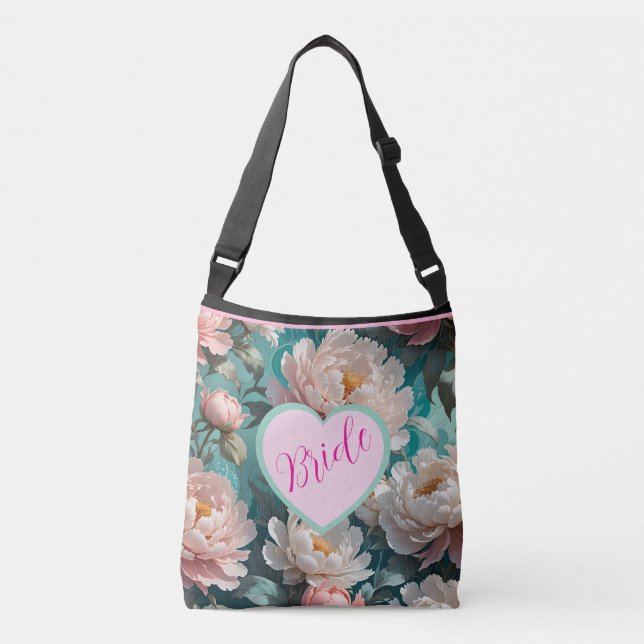 Bolso Cruzado Floral Peonies multi Print Bride Tote Bag (Anverso)
