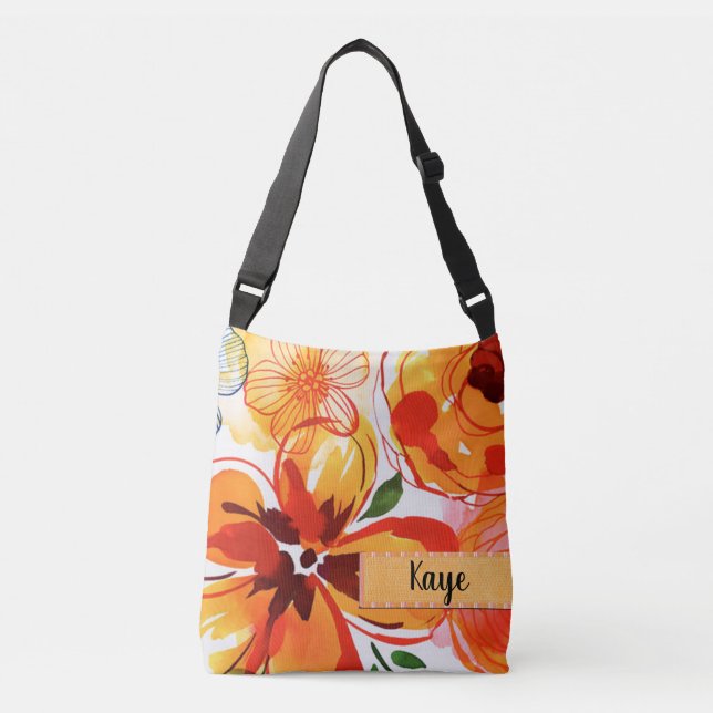 Bolso Cruzado Floral retro Personalizado (Anverso)