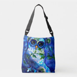 Bolso Cruzado Floral verde azul de búho abstracto caprichoso