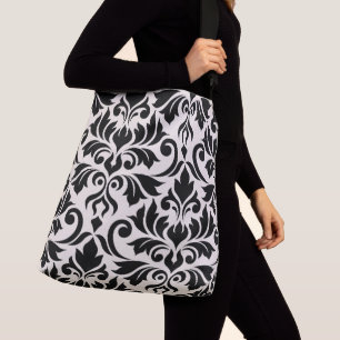 Bolso Cruzado Florecer Damask arte I negro en crema